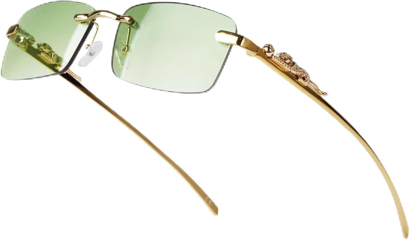 Vintage Rimless Rectangle Sunglasses for Women Men,Trendy Gold Metal Frameless Square Sun Glasses... | Amazon (US)