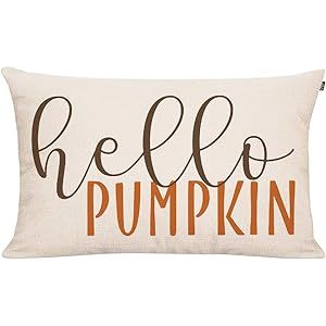 GTEXT 20x12 inch Fall Throw Pillow Cover Hello Pumpkin Cushion Cover Autumn Decor Fall Pumpkins P... | Amazon (US)