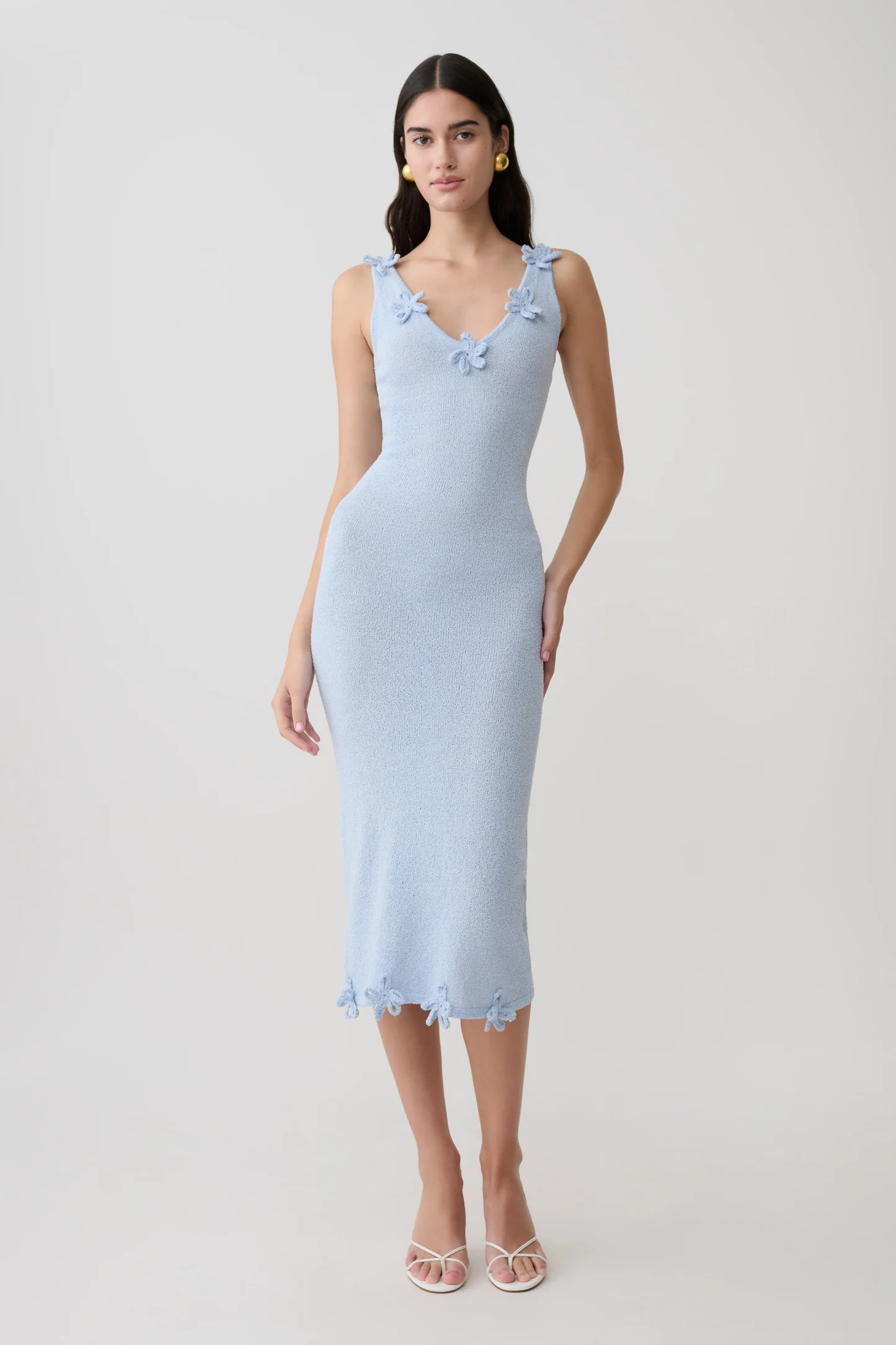 Rachael Knit Midi Dress - Light Blue | Meshki UK
