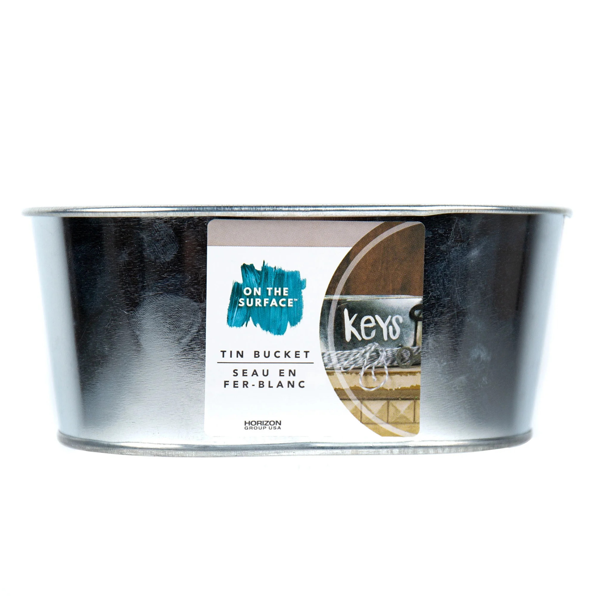 On the Surface Oval Tin Silver Bucket, Small Galvanized Oval Metal Pail | Walmart (US)