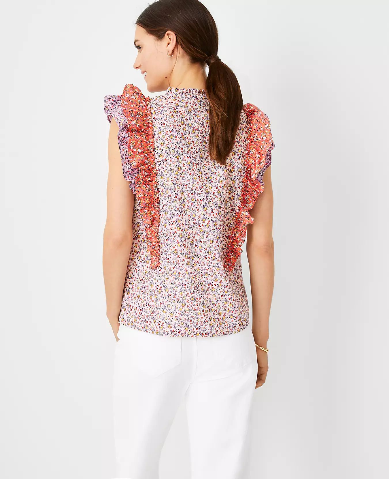 Floral Ruffle Trim Shell | Ann Taylor | Ann Taylor (US)