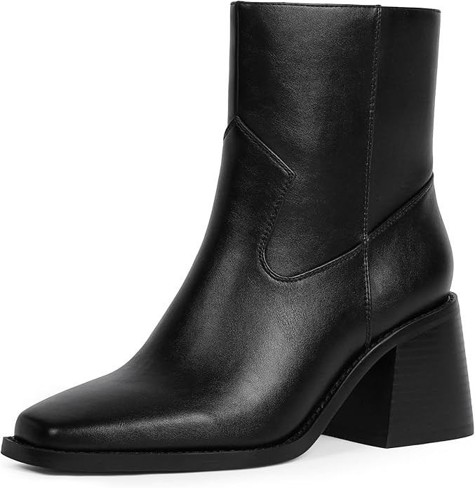 Ankle Boots for Women 2.76" Chunky Heel Square Toe Fall Winter Side Zipper Dress Ankle Booties fo... | Amazon (US)