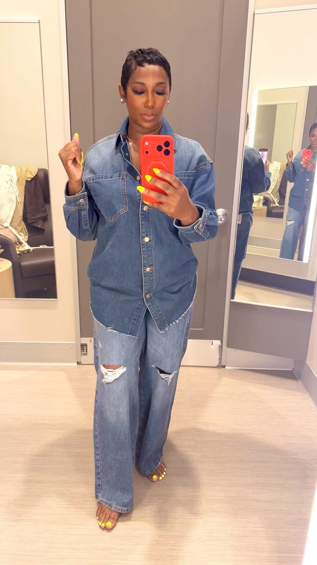 Denim on denim but make it editorial.
 This is “I threw this on” and somehow it still ate.
 Target keeps playing in our closet like this…


#LTKootd #LTKBeauty #LTKTravel