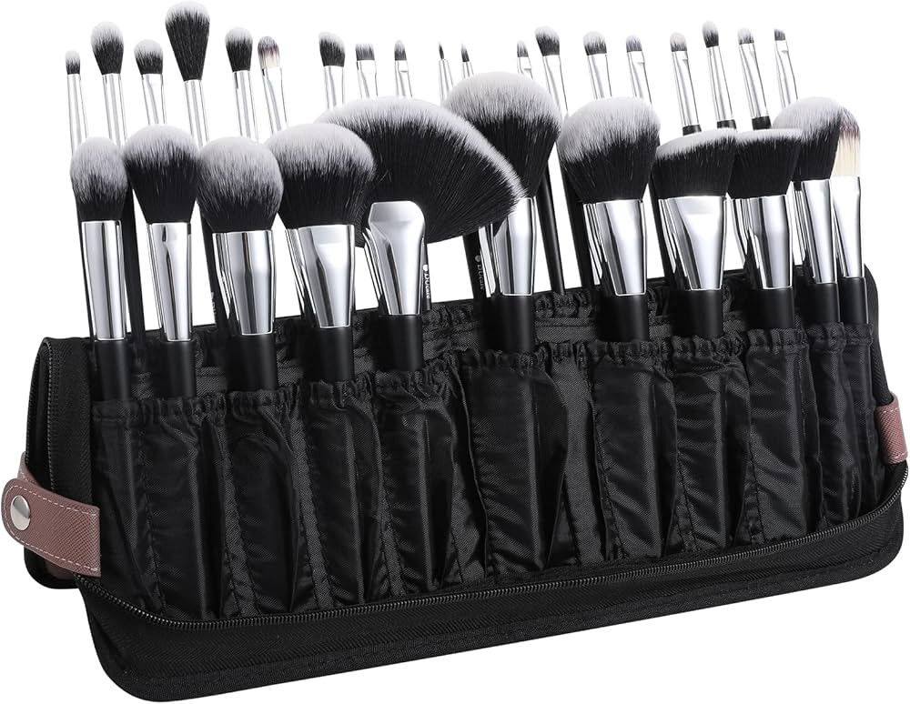 DUcare Makeup Brush Organizer 30pcs Folding Travel Professional Makeup Brushes Case Bag Stand-up ... | Amazon (US)