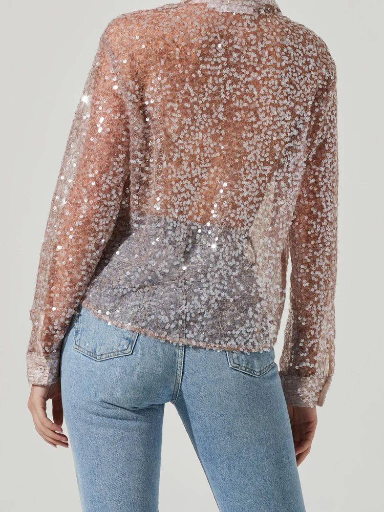 Maxine Sequin Button Down Top | Confête