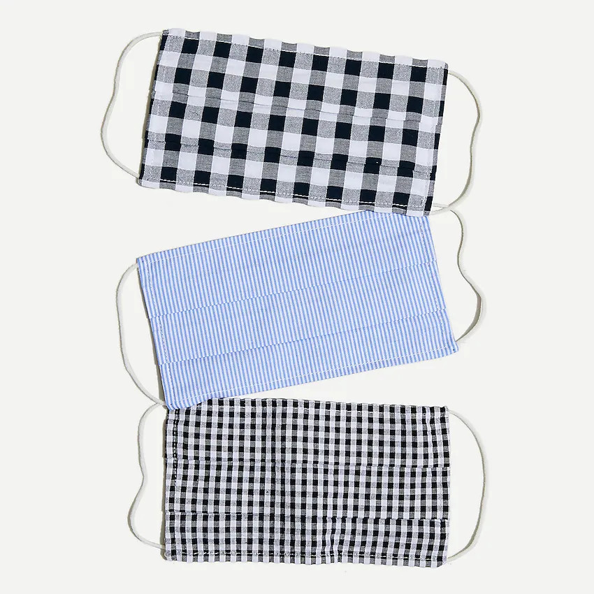 Pack of three nonmedical face masks in mixed prints | J. Crew US