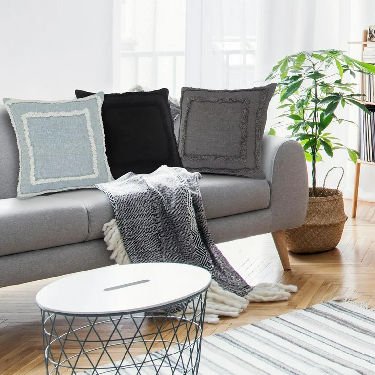 LR Home Modern Tufted Sky Throw Pillow, 20 in. Square, Blue / White, Count per Pack 1 - Walmart.c... | Walmart (US)