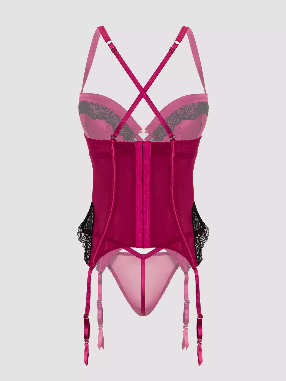 Lovehoney Plus Size Satin Romance Purple Basque Set | Lovehoney US