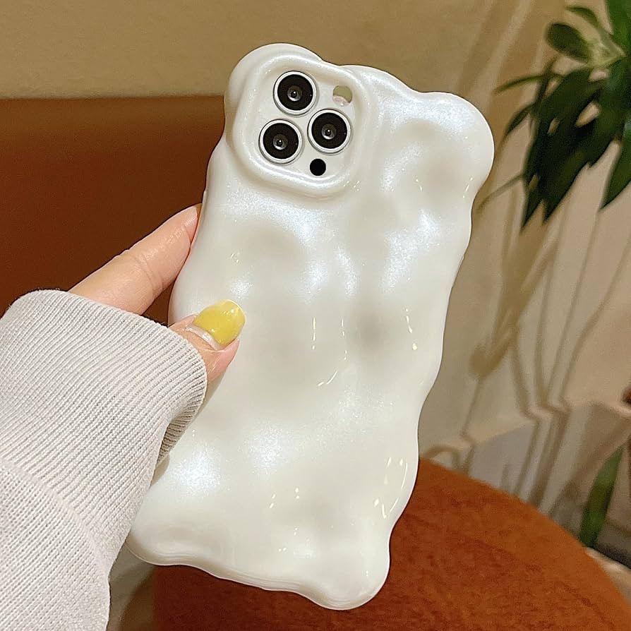UEEBAI Case for iPhone 14 Pro Max 6.7 inch, Cute Solid Color Curly Wave Shape Shockproof TPU Bump... | Amazon (US)