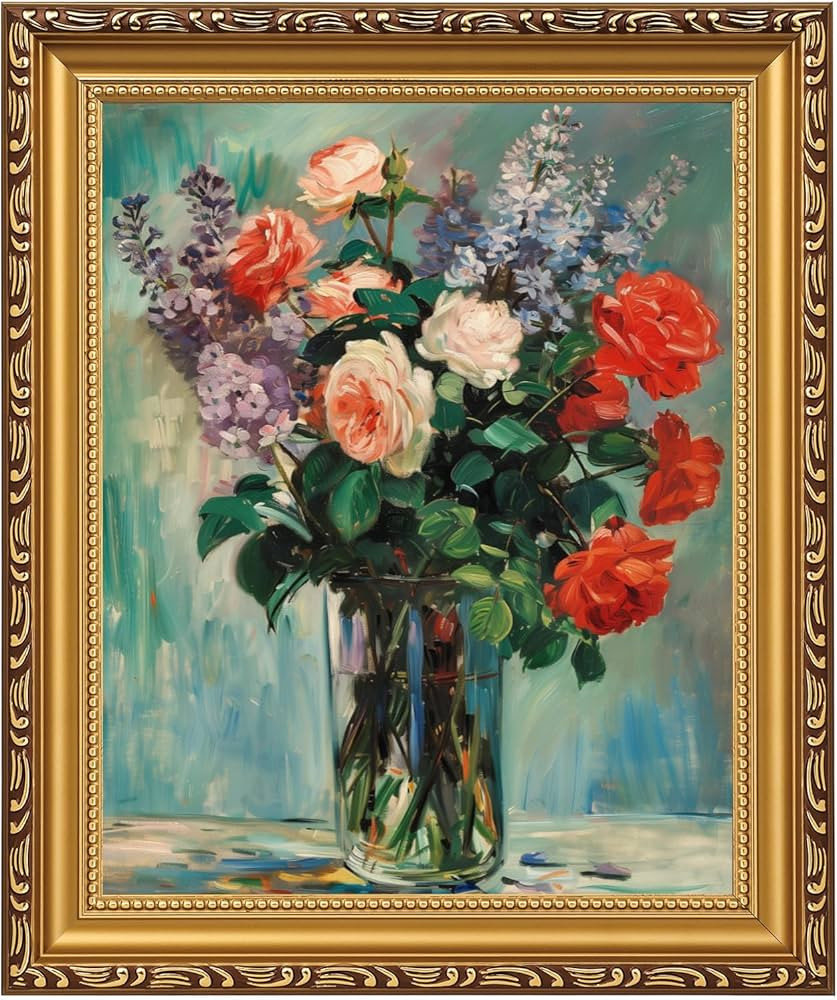 MIEVU Gold Vintage Framed Wall Art - Canvas Wall Art Prints for Living Room Decor Bedroom Home Ba... | Amazon (US)