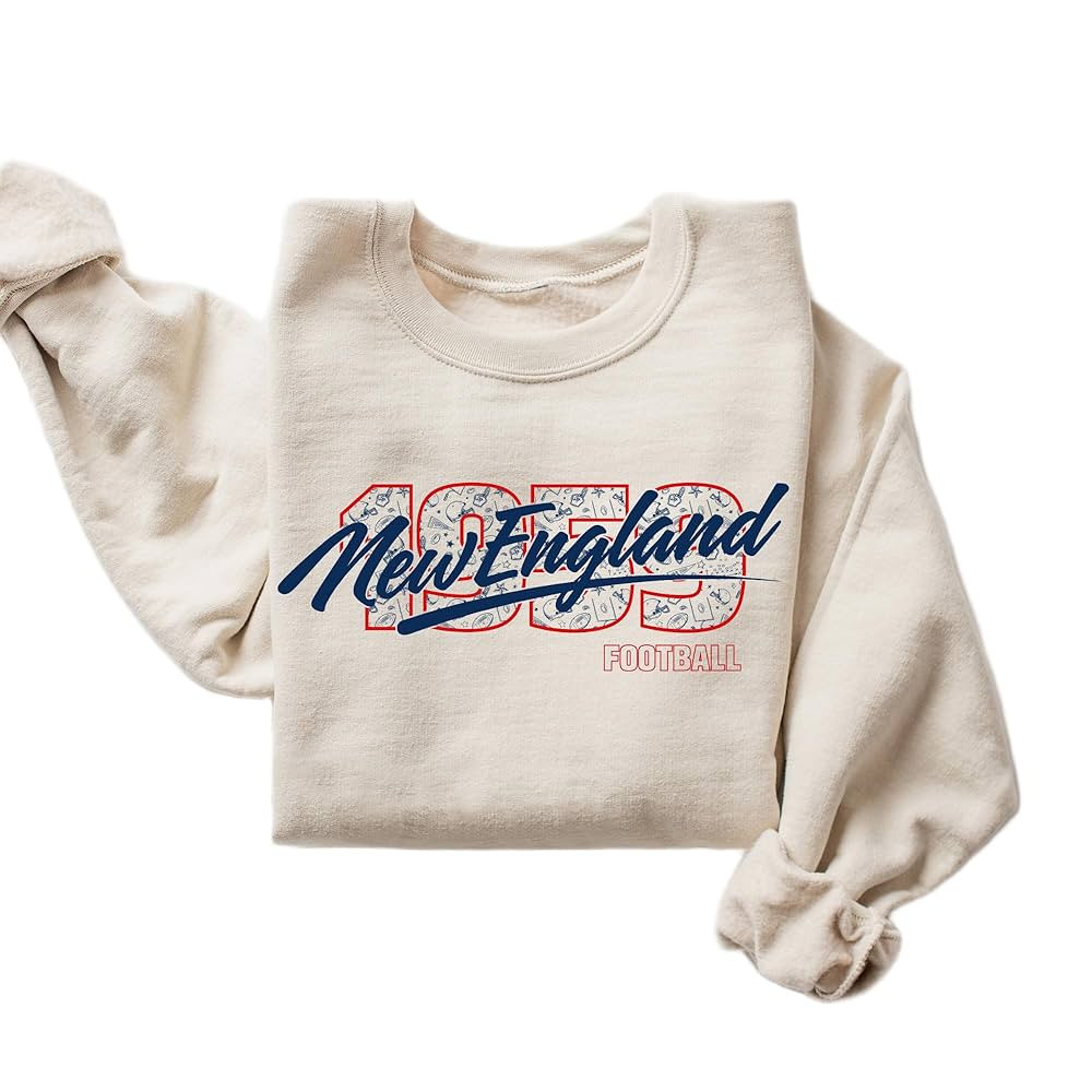 New England Football Sweatshirt, 1959 New England Crewneck, Vintage Style Football Shirt (Sand, X... | Amazon (US)
