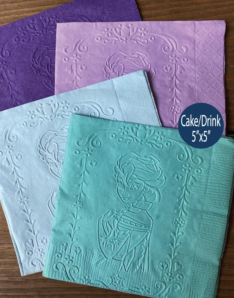 Frozen Napkins Elsa Embossed Napkins Custom Napkins Cocktail Napkins Cake Napkins Drink Napkins D... | Etsy (US)