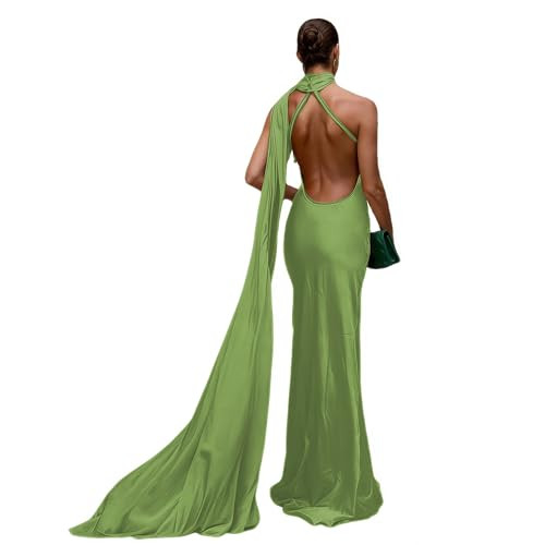 Women Satin One Shoulder Maxi Dress with Long Scarf Y2k Backless Long Prom Formal Evening Dresses | Amazon (US)