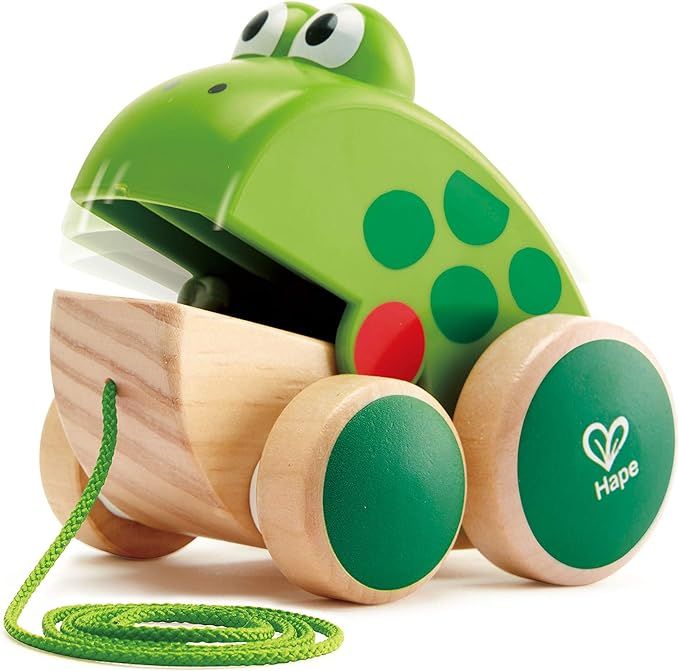 Hape Frog Pull-Along | Wooden Frog Fly Eating Pull Toddler Toy, 4.6 x 3.3 x 3.8 inches, Green | Amazon (US)