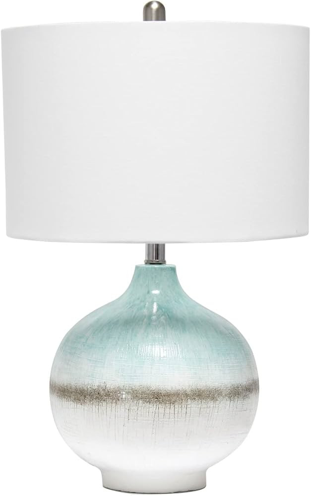 Elegant Designs LT2048-AQU Coastal Pottery Sea Glass Sand Northshore Table Lamp, Aqua/Brown/White | Amazon (US)