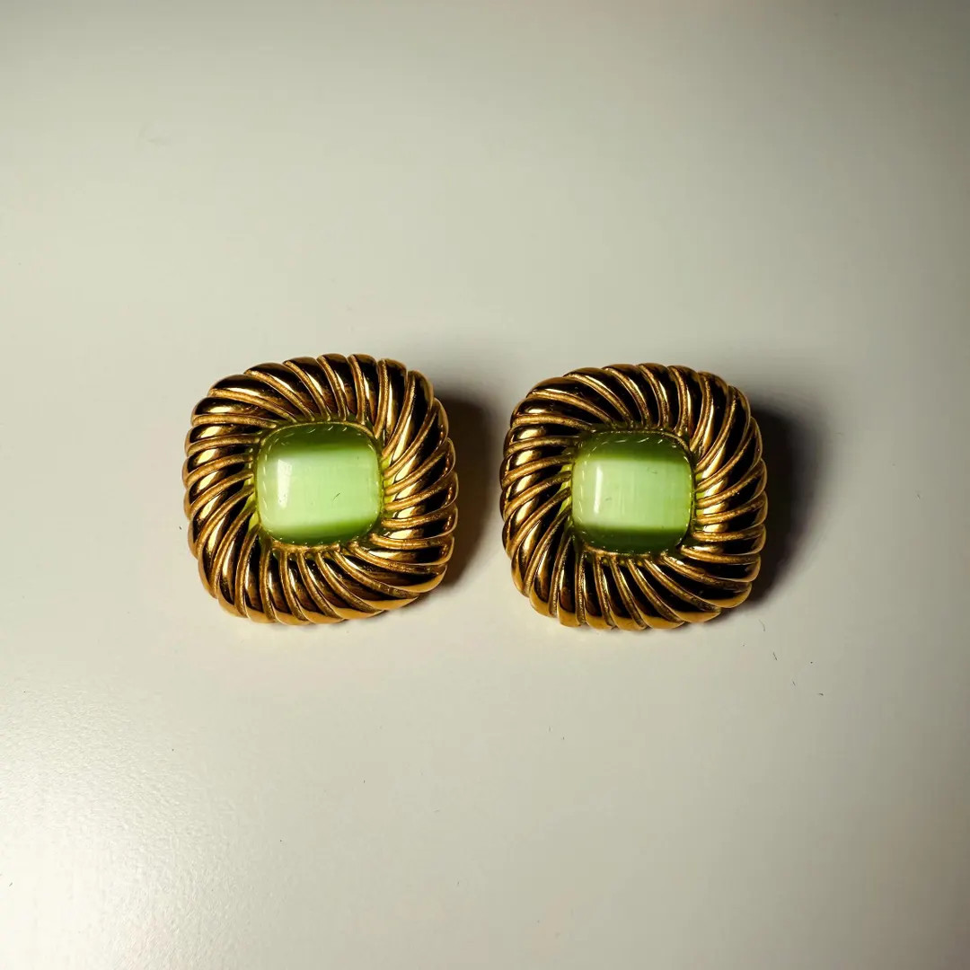 Big Green Retro Square Earrings, Large Statement Earring, Oversized Chunky Earrings, Statement Je... | Etsy (US)