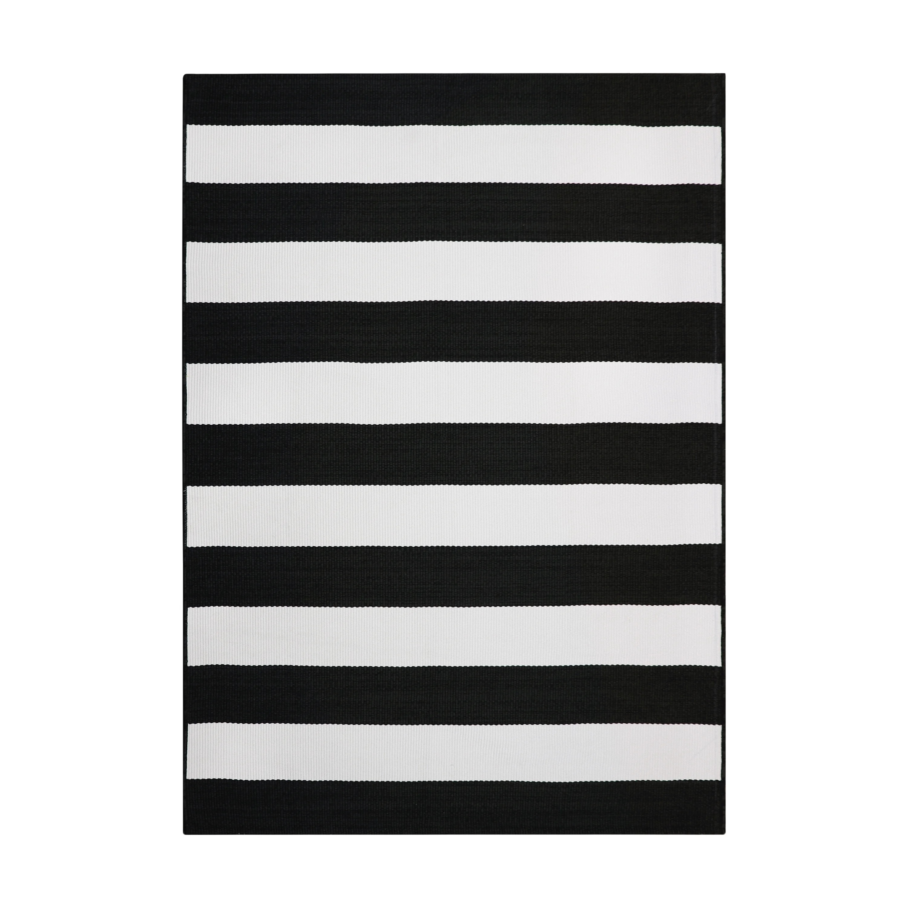 Better Homes & Gardens 6' x 9' Black and White Striped Outdoor Rug - Walmart.com | Walmart (US)