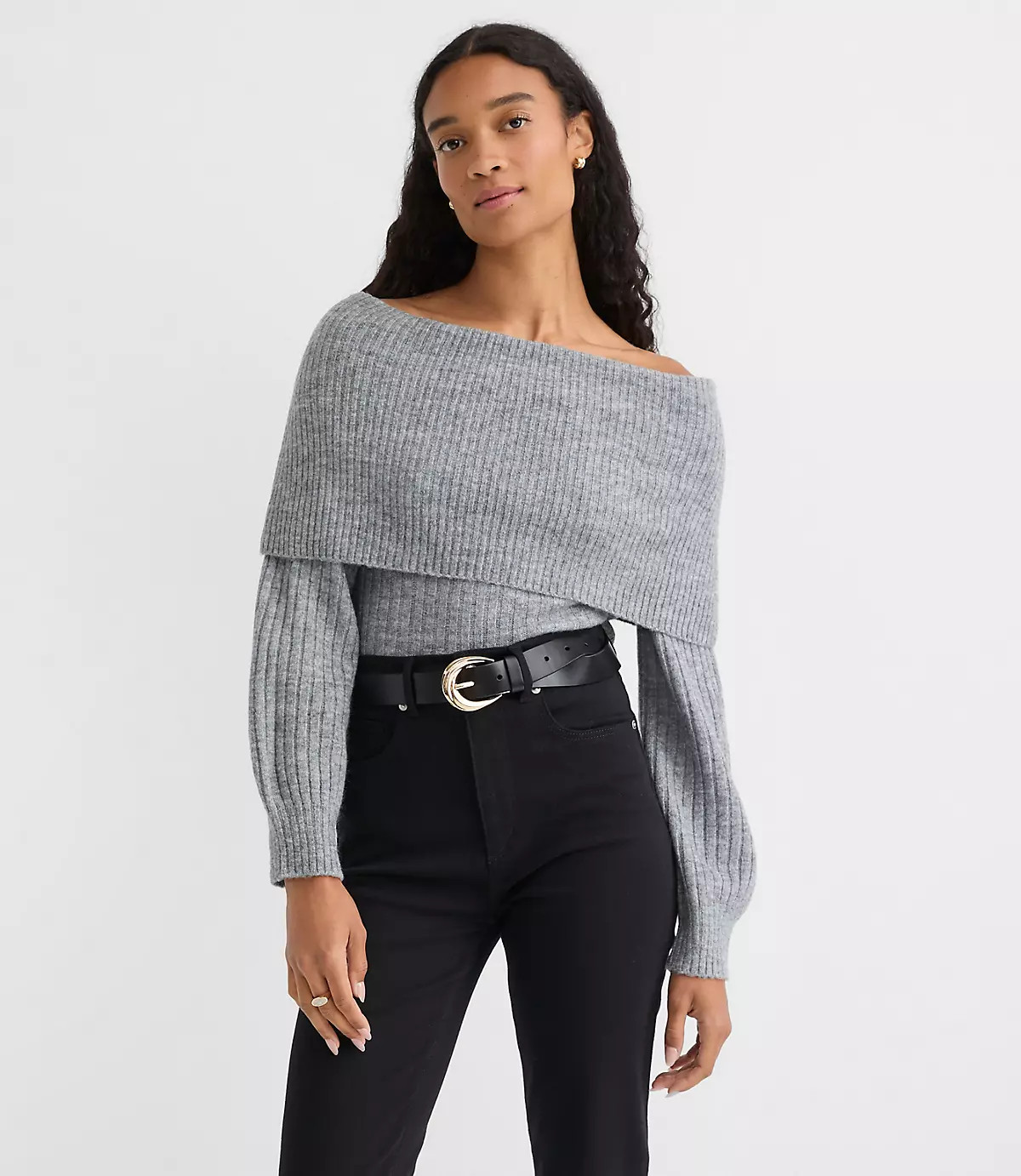 Ribbed Off The Shoulder Sweater | LOFT