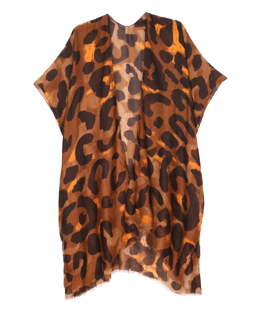Do Everything In Love Women's Kimono Cardigans RUST - Rust Leopard Kimono - Women | Zulily