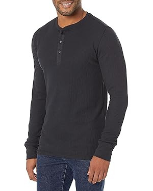 Amazon Essentials Men's Slim-Fit Long-Sleeve Waffle Henley Shirt | Amazon (US)