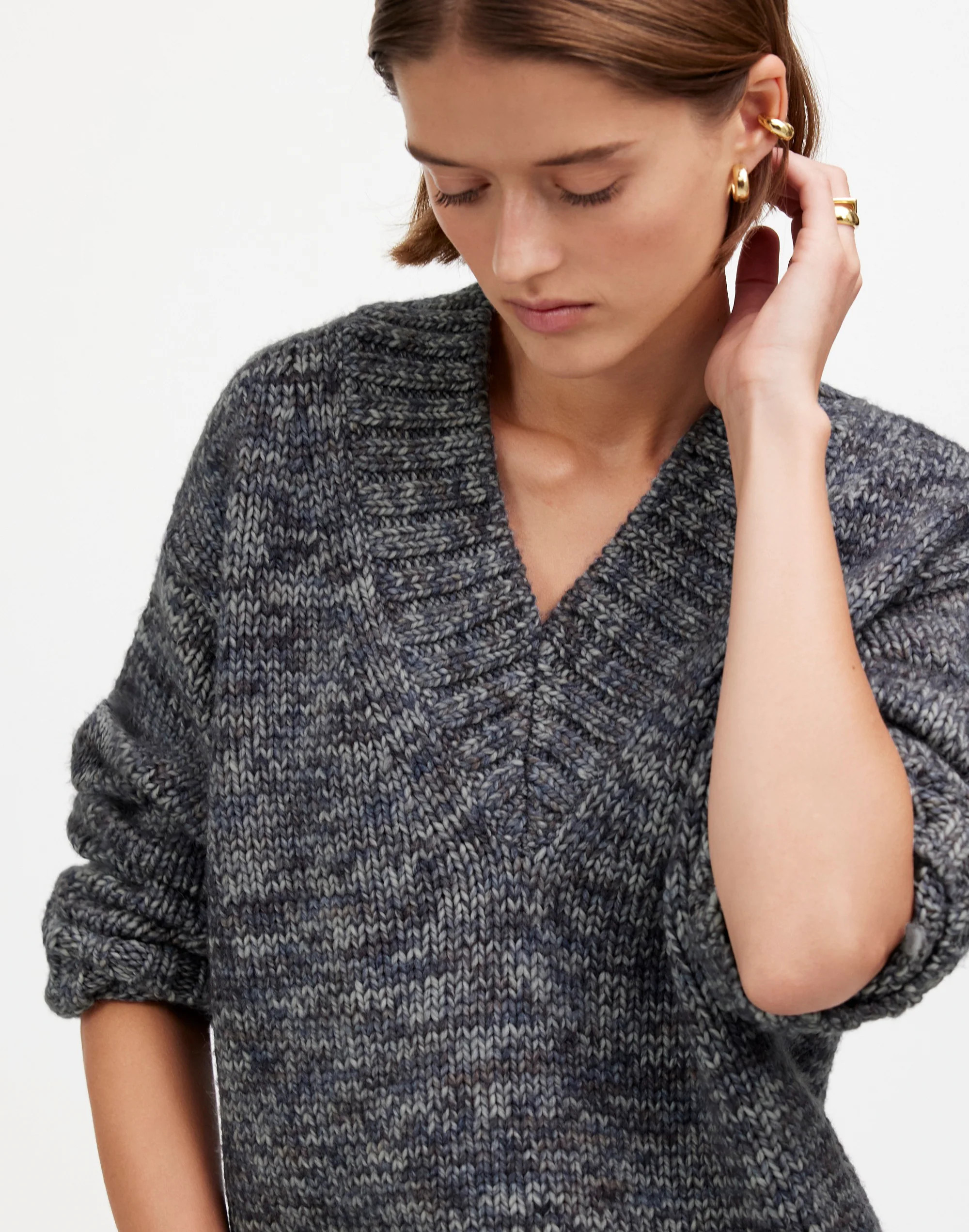 Spray-Dyed V-Neck Oversized Sweater | Madewell | Madewell