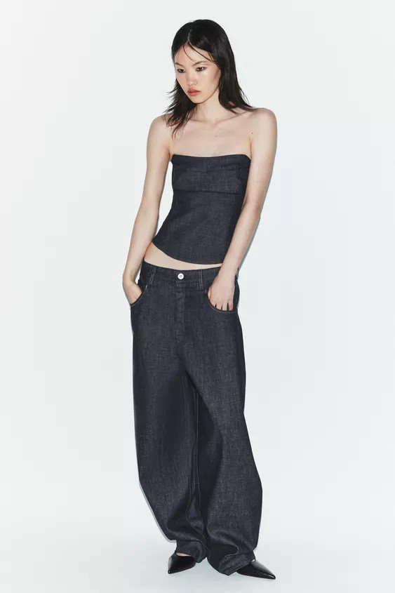 TRF DENIM BANDEAU TOP | Zara US