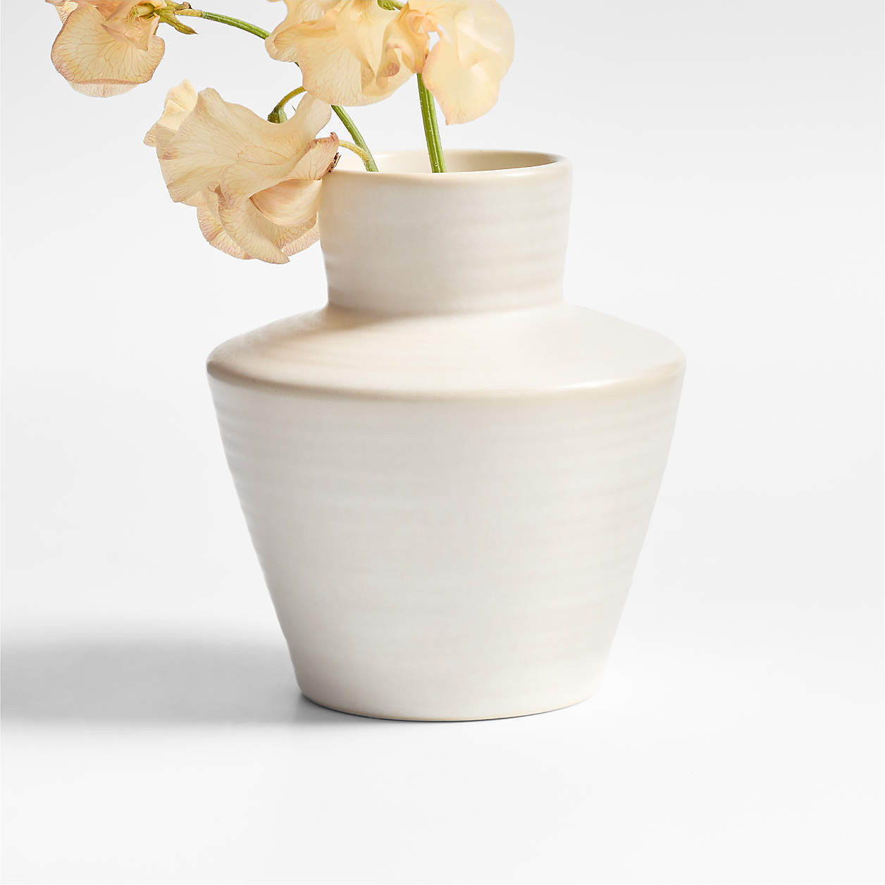 Cadeau Large White Stoneware Flower Vase 10" + Reviews | Crate & Barrel | Crate & Barrel