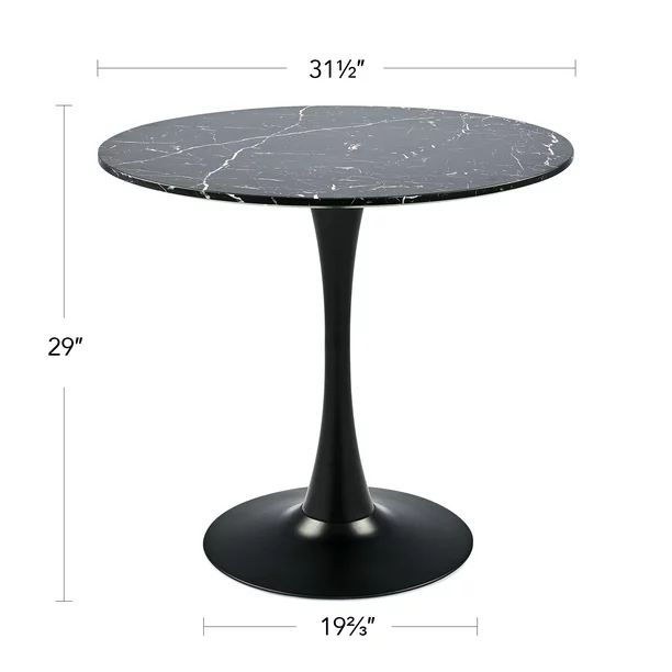 32 Inch Round Kitchen & Dining Room Table w Marble Desktop Tulip Pedestal Black - Walmart.com | Walmart (US)