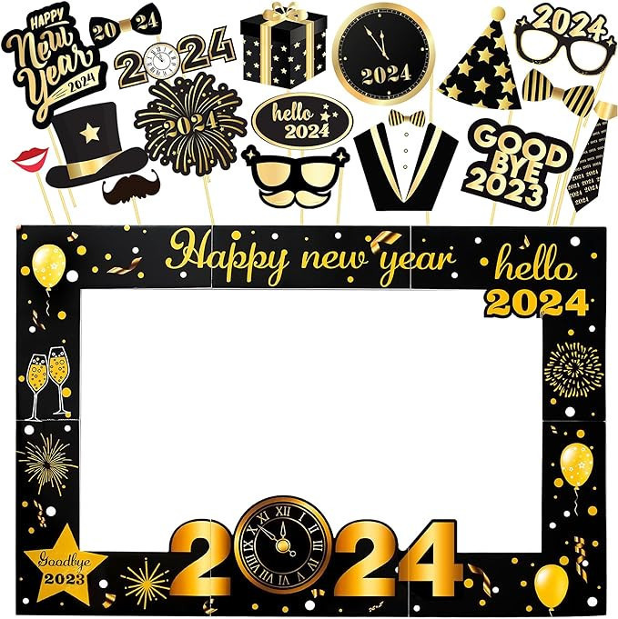 KatchOn, New Years Eve Photo Booth Props 2024 - Pack of 36, New Years Photo Booth Props 2024 | Ha... | Amazon (US)