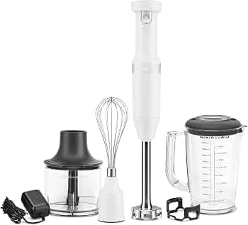 KitchenAid Cordless Variable Speed Hand Blender with Chopper and Whisk Attachment - KHBBV83, Whit... | Amazon (US)