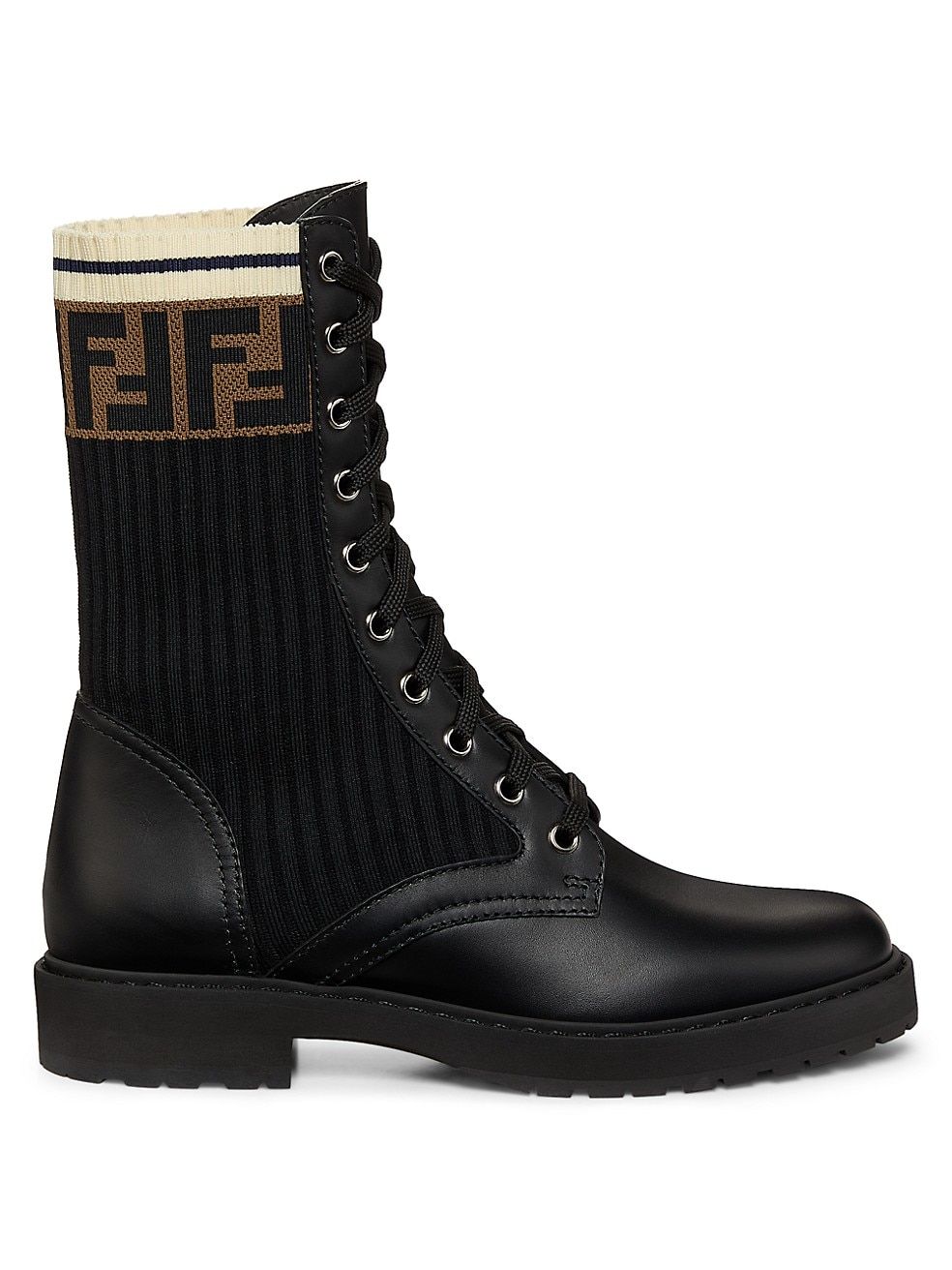 Rockoko Leather & Knit Combat Boots | Saks Fifth Avenue