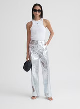 Silver Metallic Faux Leather Trouser - Zelda | 4th & Reckless