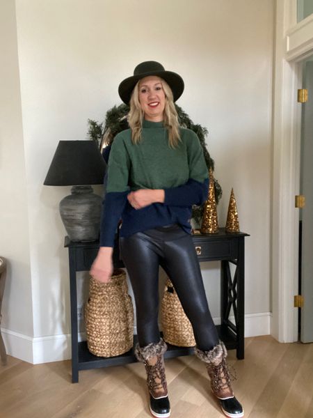 #walmartpartner so many cute sweaters to mix and match with these faux leather leggings and snow boots for the win! Throw on a cute fedora and you’re all set 
#walmartfashion #ad #liketkit #liketk.it/xx @walmartfashion @shop.LTK 

#LTKHoliday #LTKunder50 #LTKSeasonal