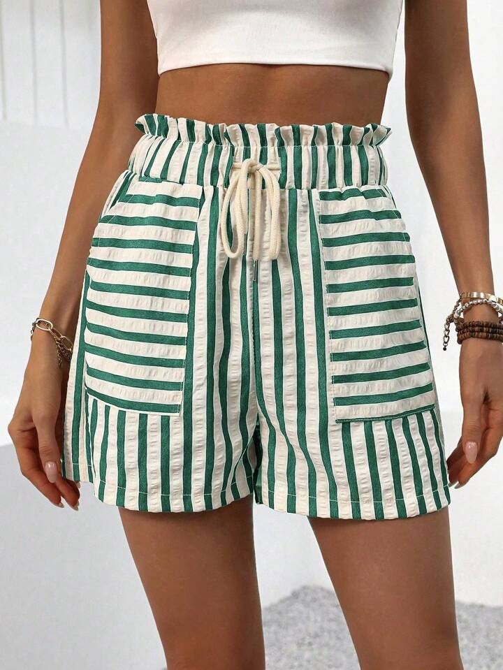 SHEIN LUNE Women's Striped Casual Shorts, Fashionable For Summer | SHEIN