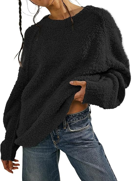 Beaully Women's Oversized Long Sleeve Crewneck Fuzzy Knit Warm Sweaters 2024 Fall Pullover Sweate... | Amazon (US)