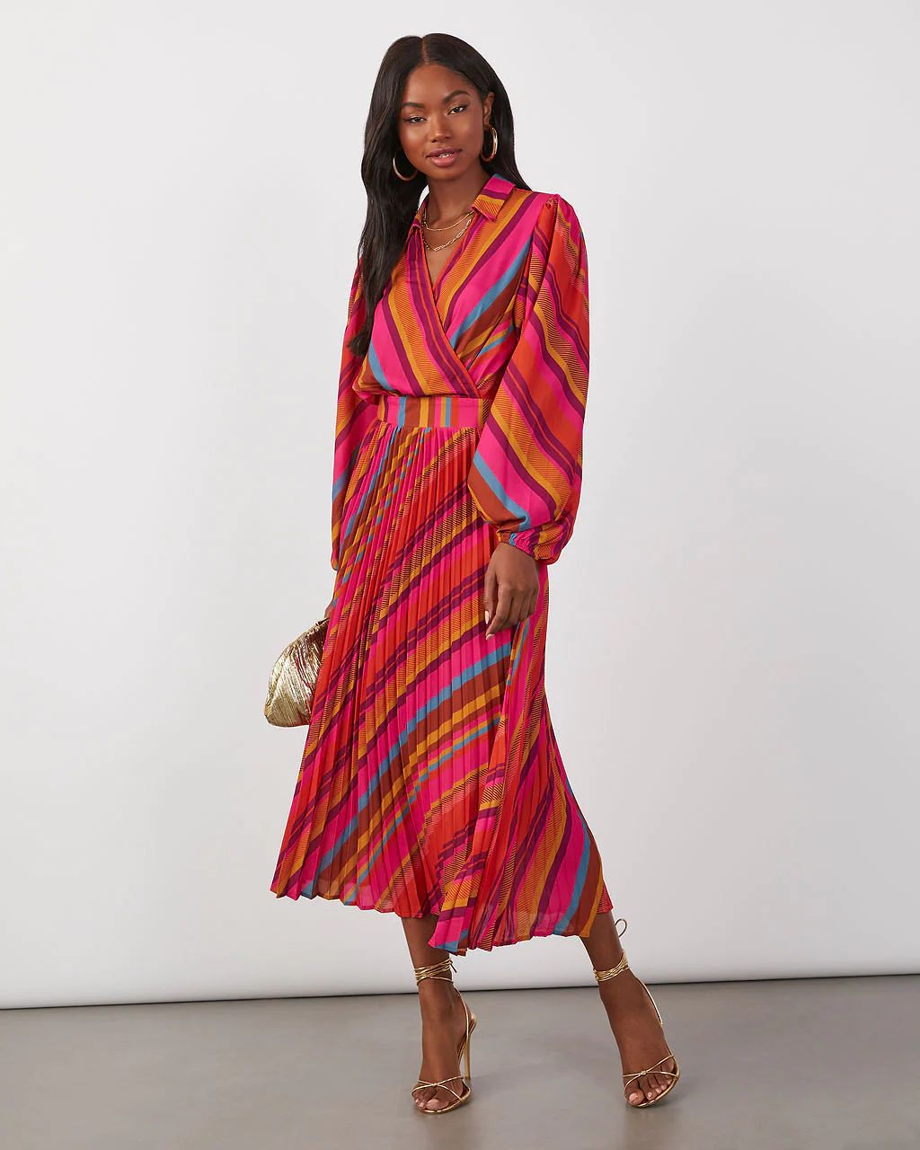 Krissy Striped Collared Maxi Dress | VICI Collection