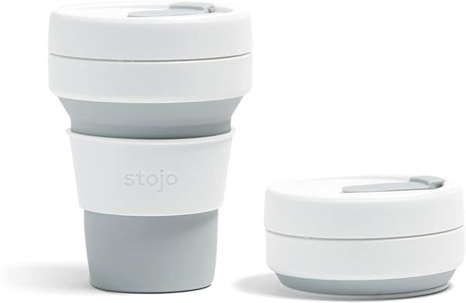 Stojo On The Go Coffee Cup - Pocket Size Collapsible Silicone Travel Cup - Dove Gray , 12oz / 355... | Amazon (US)