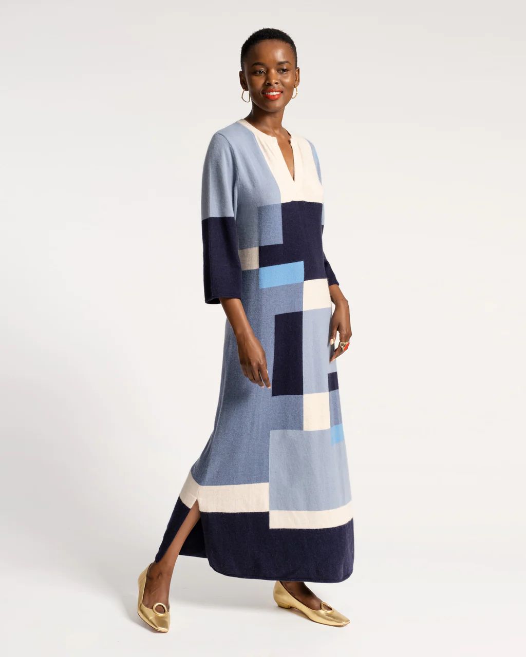 Classic Colorblock Maxi Dress Blue | Frances Valentine