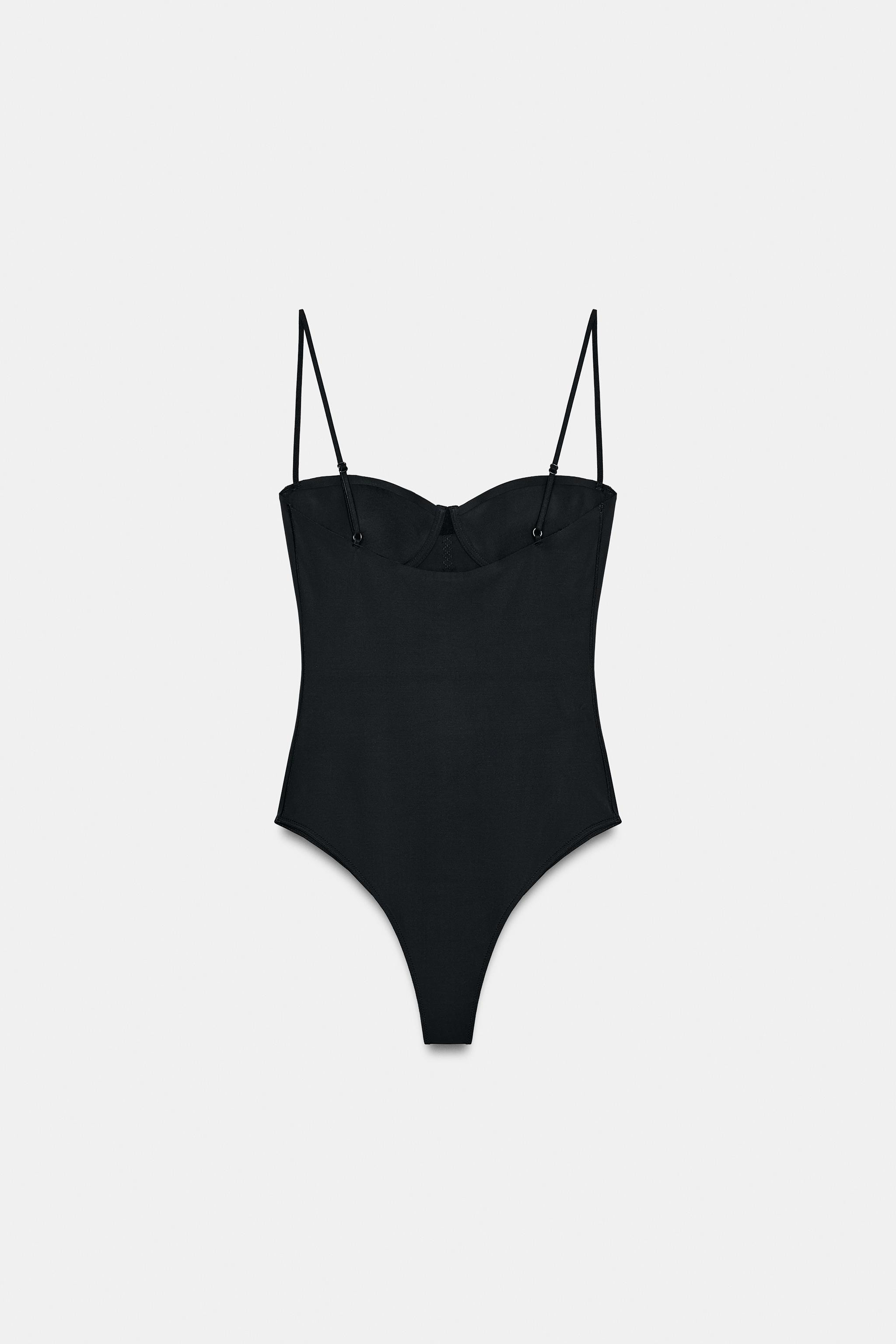 POLYAMIDE BLEND BODYSUIT WITH LACE TRIM | Zara UK