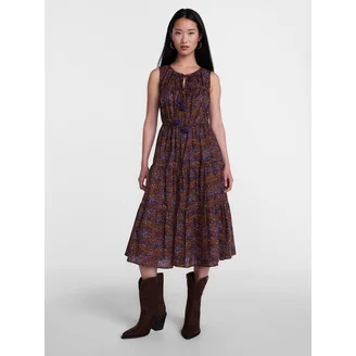 Scenario Women's and Women's Plus Tiered Midi Dress with Short Sleeves, Sizes XS-4X | Walmart (US)