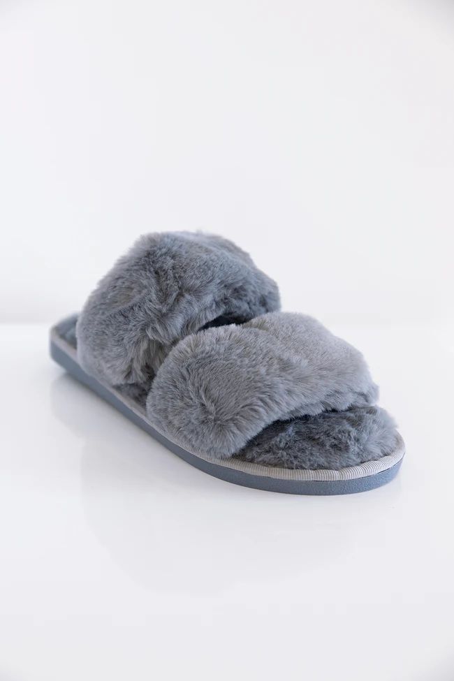 Goodnight Dreams Fuzzy Slippers Grey FINAL SALE | The Pink Lily Boutique