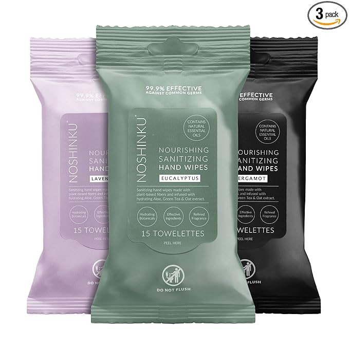 Noshinku Discovery Hand Sanitizer Wipes, 3-Pack (45 Towelettes) – Resealable Travel Wipes with ... | Amazon (US)