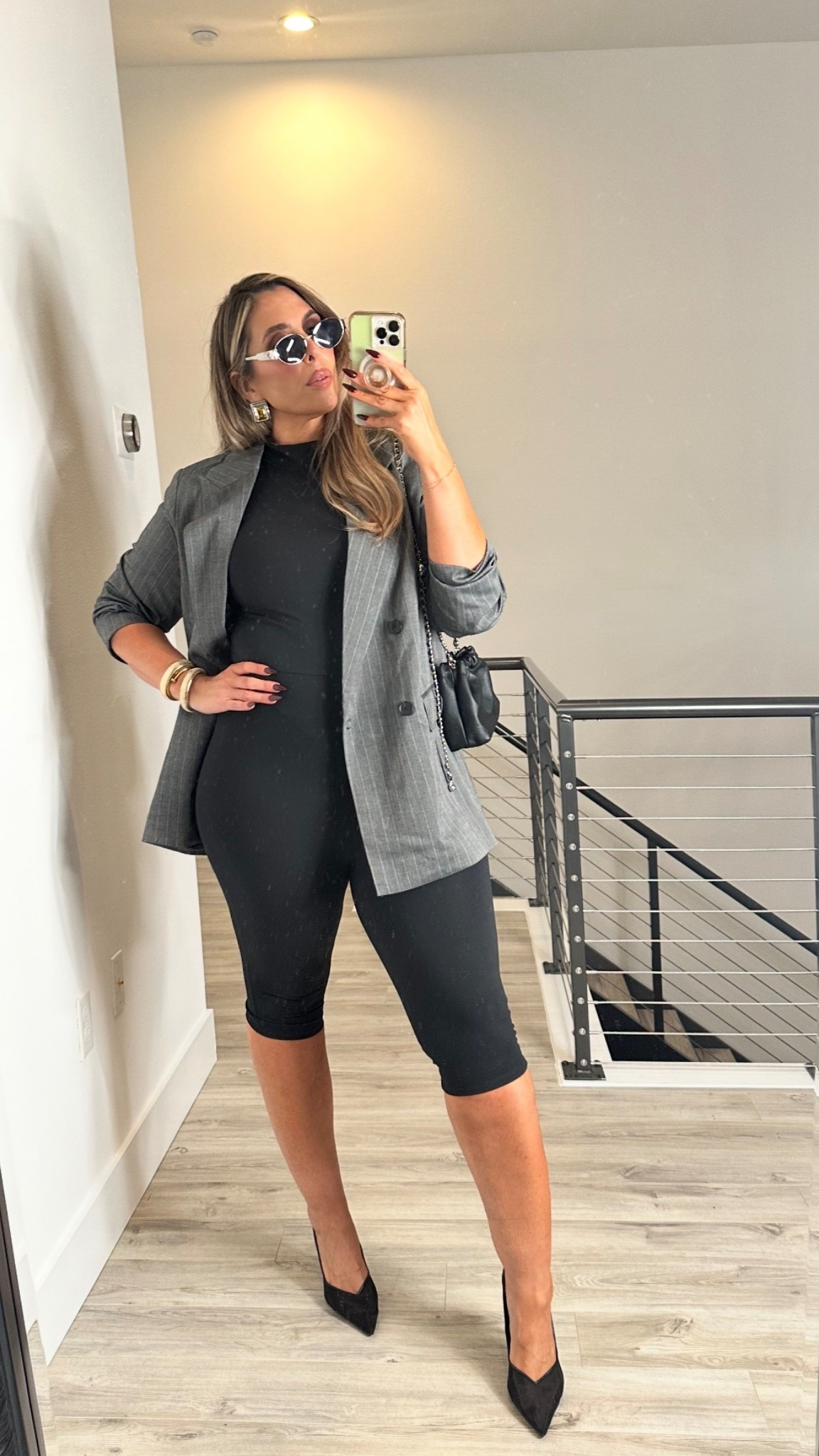 Afrm capri catsuit L (stretch)
Blazer old; linked similar options 
Amazon mesh heels 

#LTKootd #LTKMidsize #LTKFindsUnder100