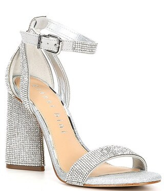 Dericka Rhinestone Two Piece Ankle Strap Block Heel Dress Sandals | Dillard's