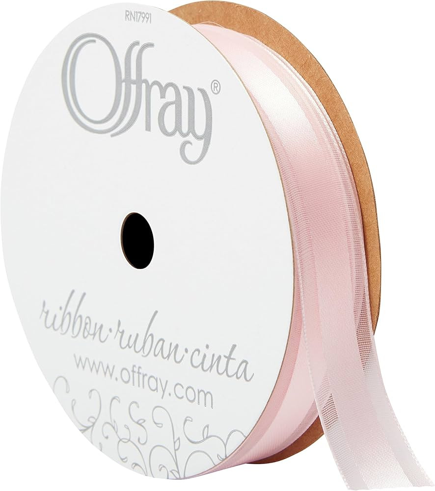 Offray 5/8" Wide Sheer Edge Satin Craft and Decorative Ribbon, 9 Total Feet, Pink | Amazon (US)