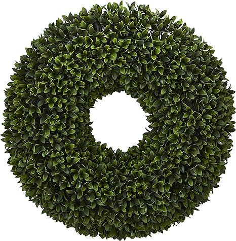Nearly Natural 24-in. Boxwood Artificial Wreaths Green | Amazon (US)
