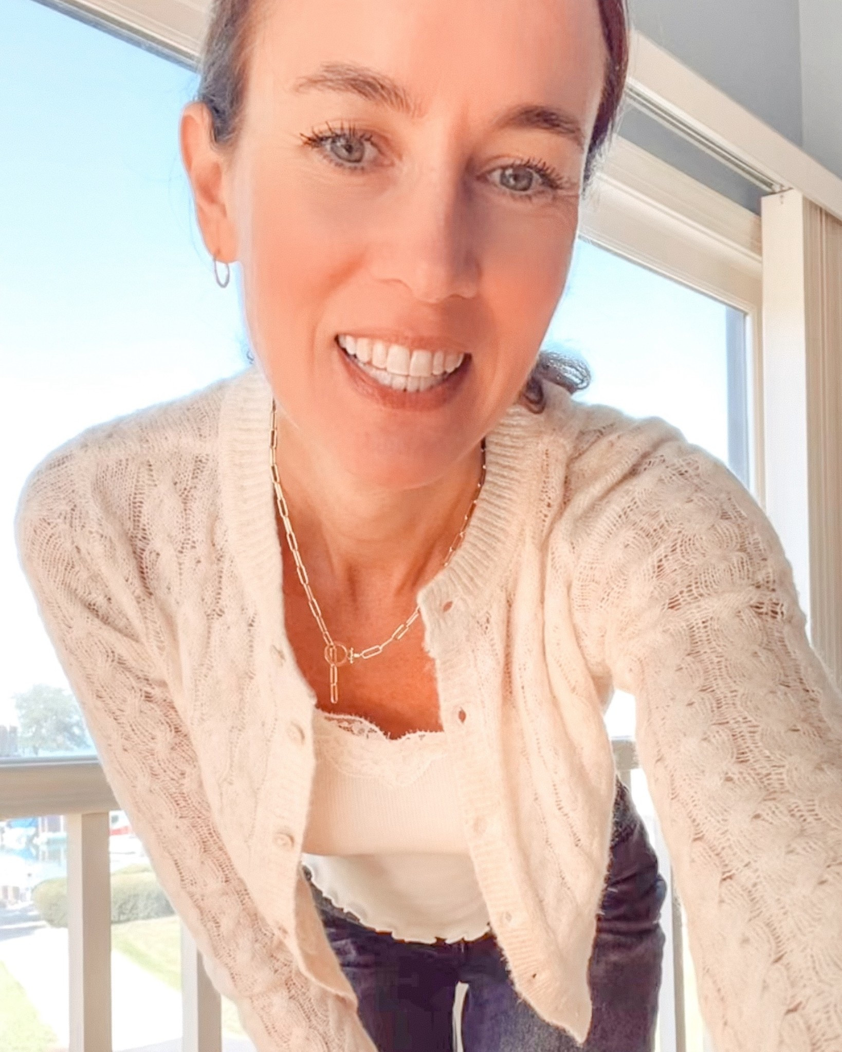 What I am wearing (fit check) for fall style : Old Navy Lace Trim Cami Tank top, American Eagle Soft Button Cardigan in lace knit, Dark wash black baggy dad Levi's jeans, Gorjana gold chain necklace #over40style #aejeans #gorjana #oldnavy #over50style #under25deals


#LTKSaleAlert #LTKOver40 #LTKFallSale