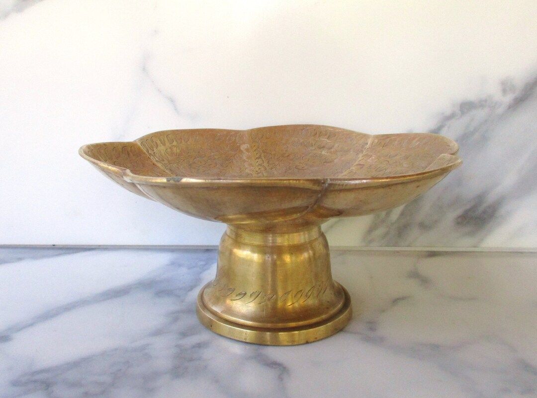 Vintage 3.75h Brass Pedestal Bowlpedestal Bowl for - Etsy | Etsy (US)