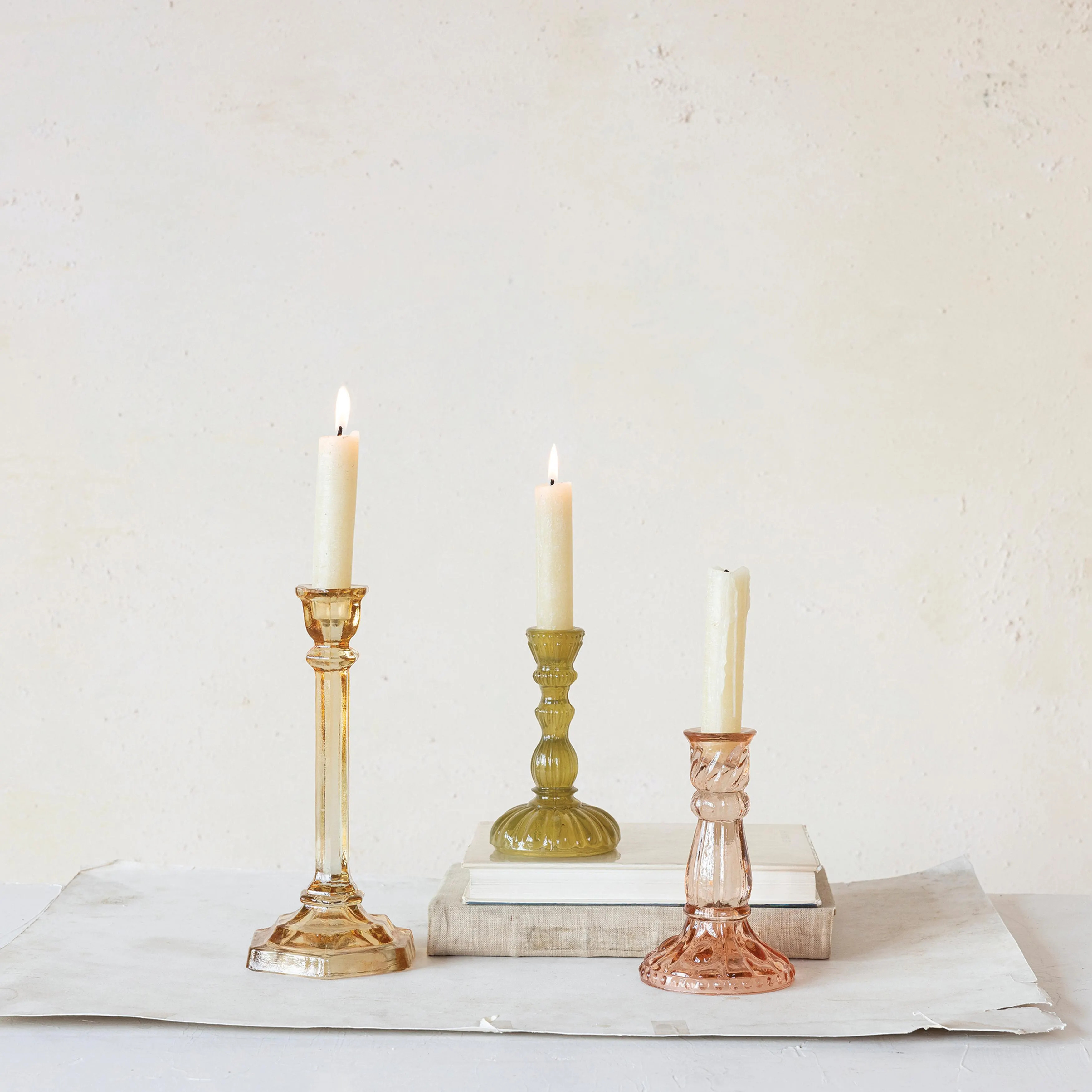Storied Home Embossed Taper Holder, Chartreuse | Ashley