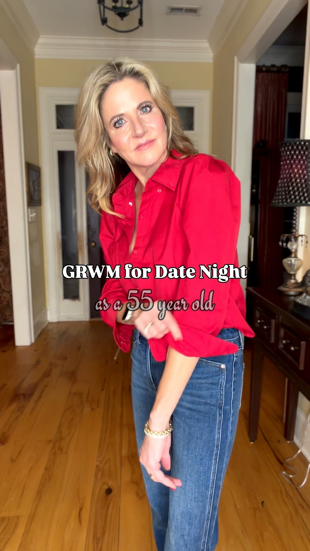 Red, brown, & leopard.  Such a great color combo!! It always works.

I’m linking similar blouse.  My jeans are such a great fit. I love the double seam and split hem.  I’m in a 25, XS in the belt, and 9 in the shoes.  All TTS.

And can we talk about how beautiful this cape is?? It’s one size and is a stunner.

#LTKOver40 #LTKStyleTip #LTKSeasonal